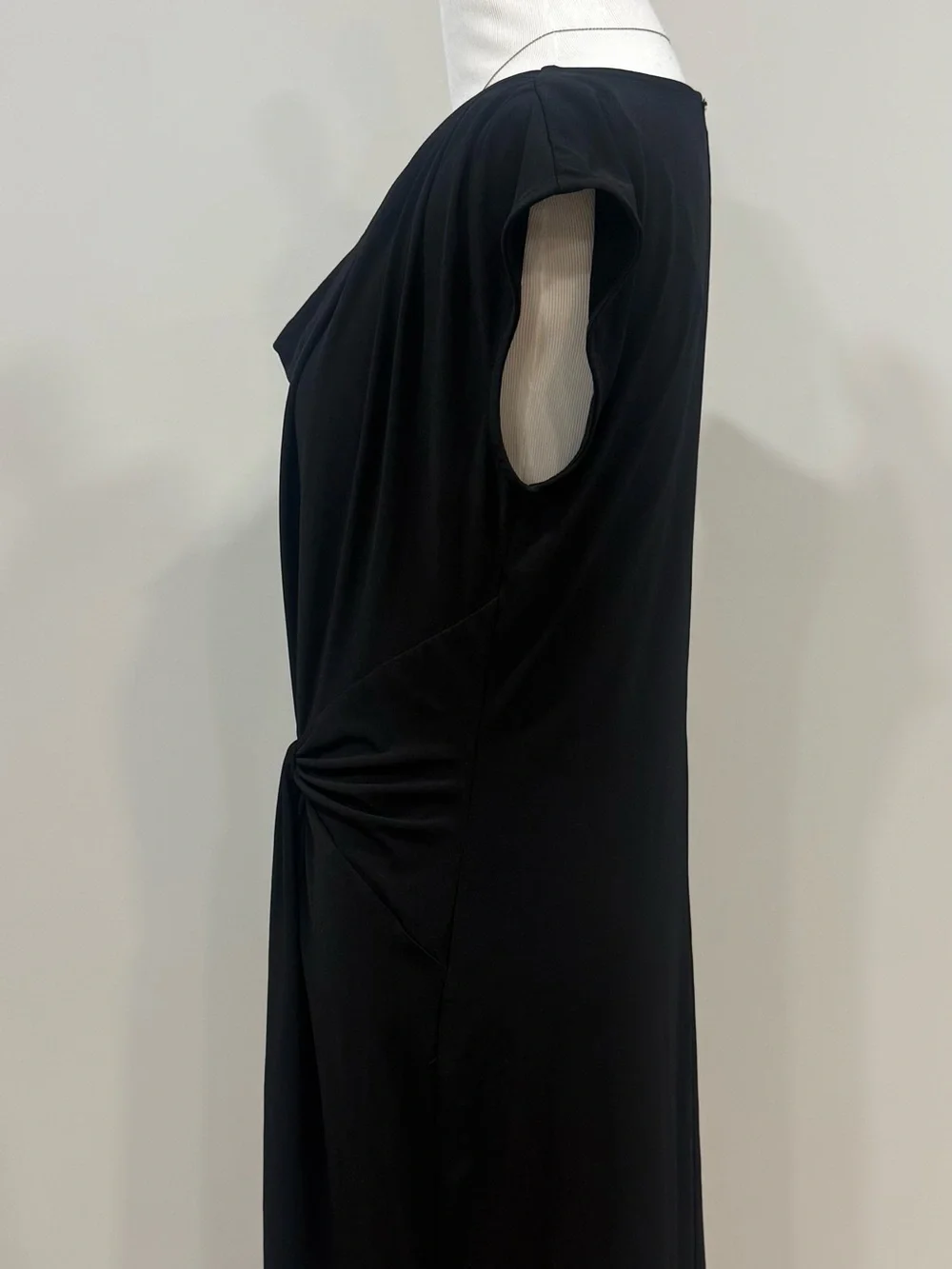 Michael Kors Black Cowl Neck Ruched Knot Sheath Dress Women M